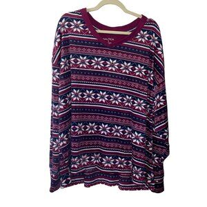 Nautica Womens 3X Snowflake Print Long-Sleeve Top Soft & Stretchy Fabric